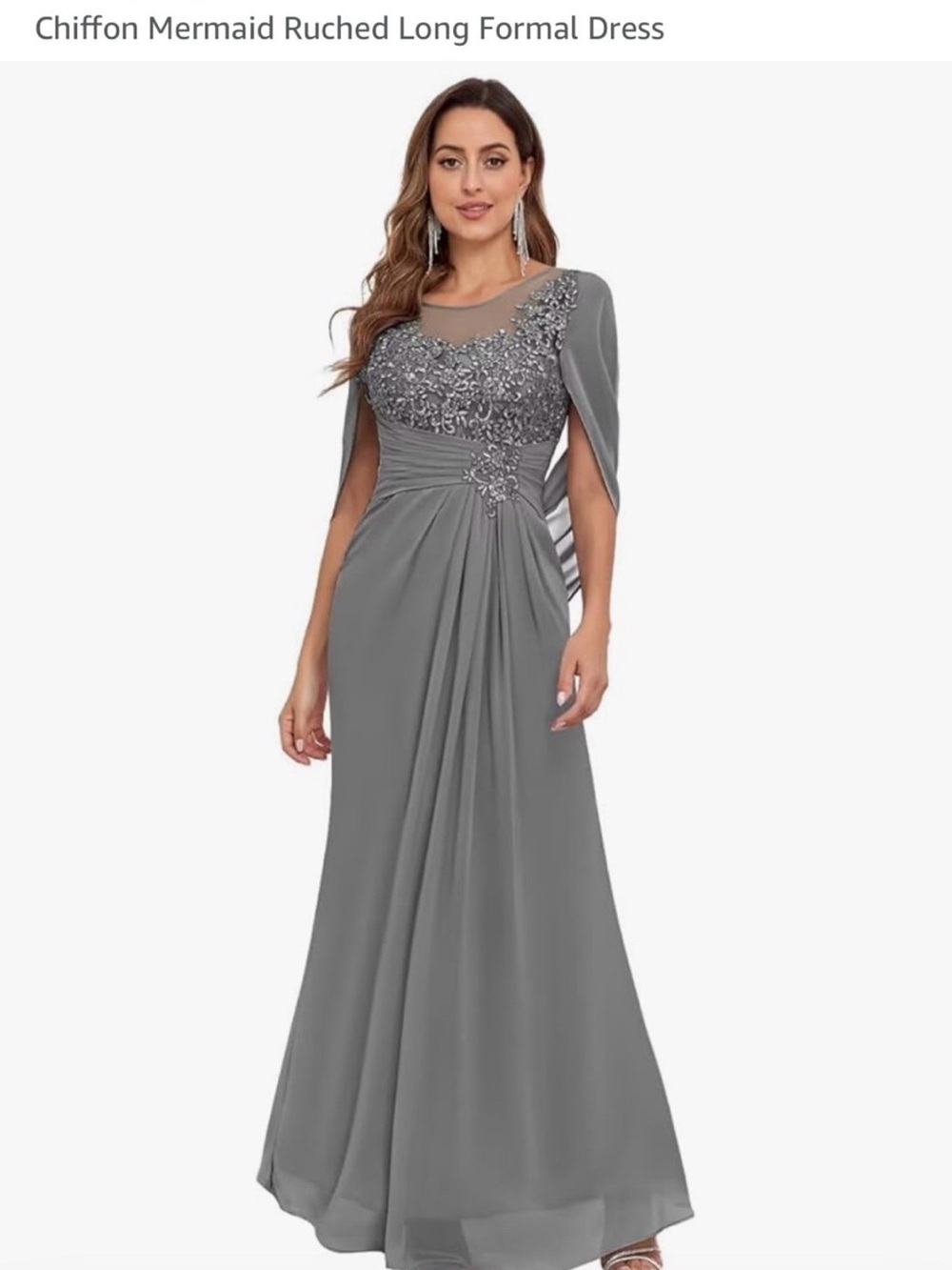 Gray mother of the bride long formal dress size 18
